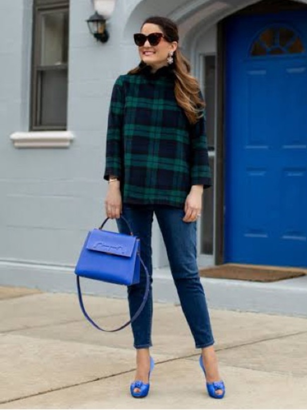 Tuckernuck bow ruffle neck blouse
